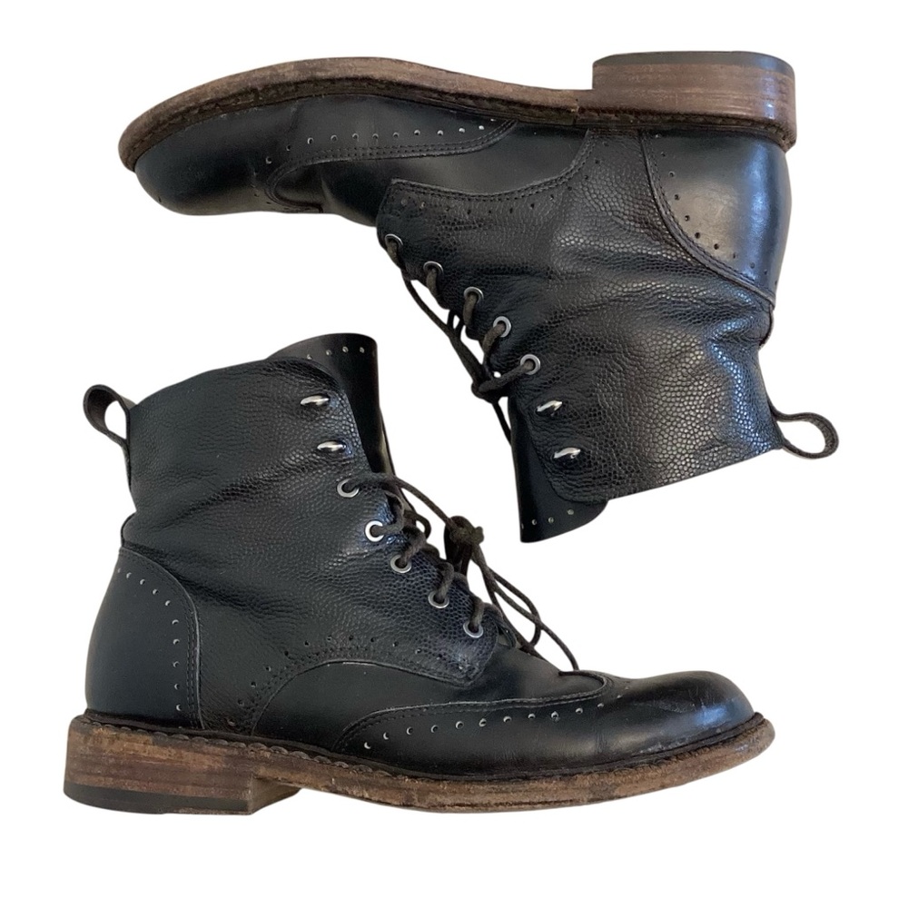 Rag & Bone 6 (36) Black Leather Wingtip Women’s Ankle Boots Grunge Goth Combat